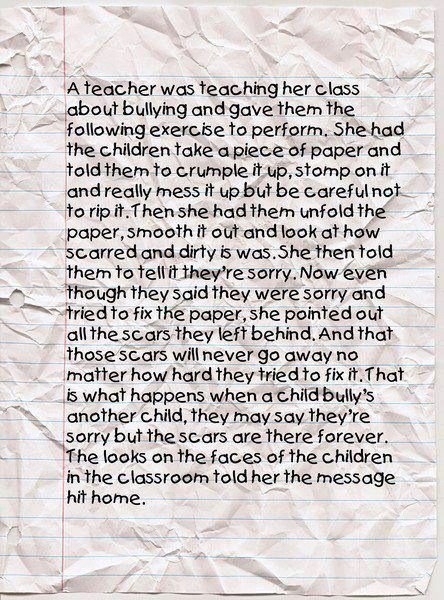 BULLYING - CRUMPLED PIECE OF PAPER